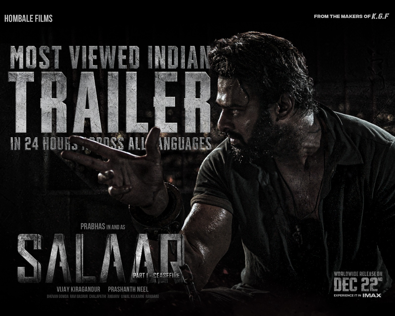 Salaar Trailer Creates Massive Record; Prabhas-Starrer Becomes Most